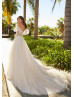 Strapless Ivory Lace Tulle Dreamy Wedding Dress